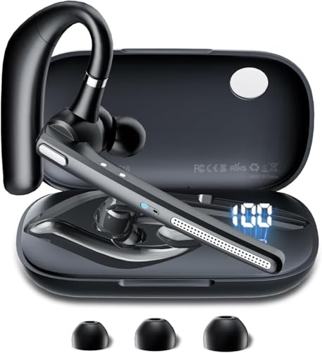 COTOE Bluetooth Headset with 72-Hour Talk Time & 500mAh Charging Case, Bluetooth V5.3 Headset with Noise Cancelling Mic – Wireless Earpiece Hands-Free Headphones for Office Trucker Driving Business