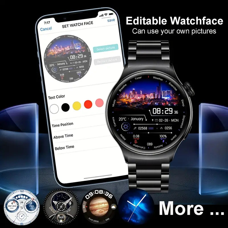 Smart Watch Big Screen Custom Dial Answer Call Fitness Tracker Sport Smart Watch For Men - Black