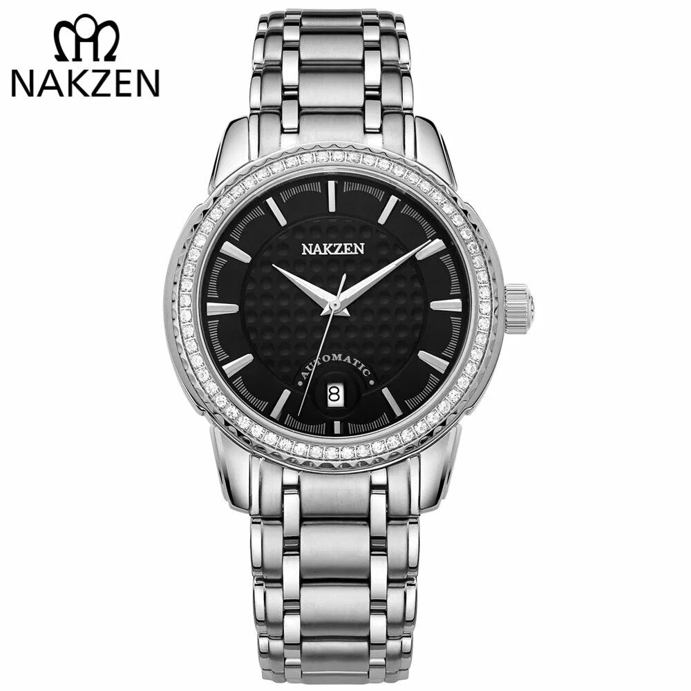 NAKZEN Men Business Mechanical Watch Men's Automatic Miyota 8215 Movt Diamond Watches Sapphire Wrist Watch Waterproof Clock 6020