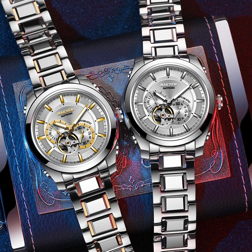 NAKZEN Men Automatic Watch Miyota 82S7 Sapphire Luxury Mechanical Wristwatch Stainless Steel Waterproof Watch Clock relogio 6023
