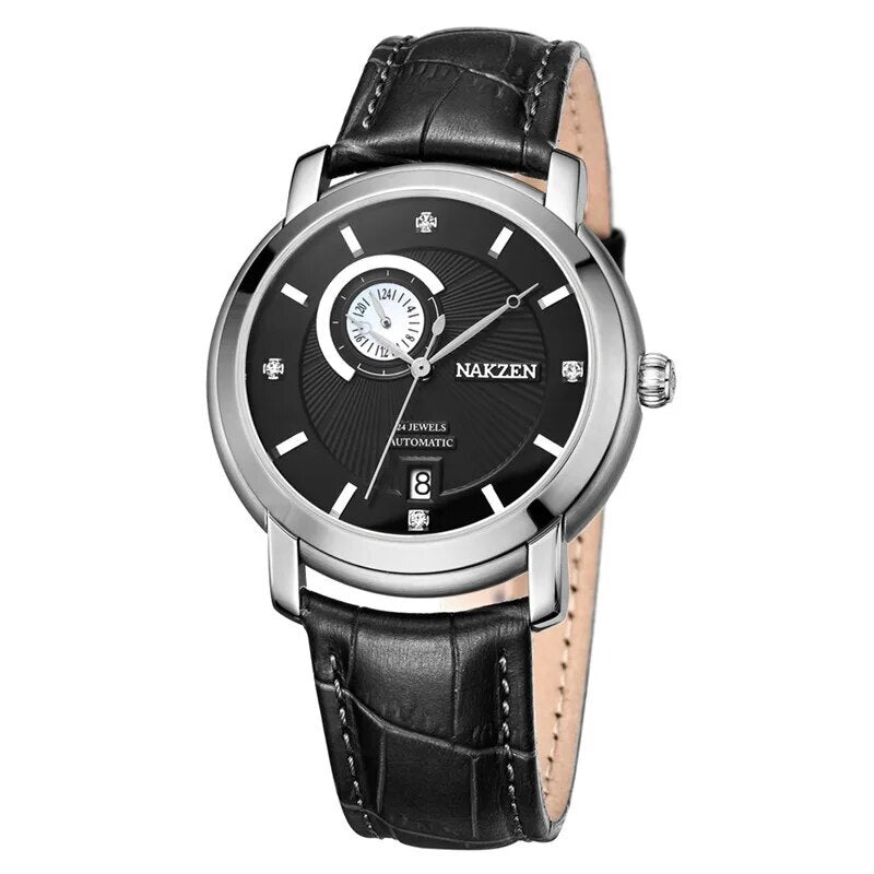 NAKZEN Men Automatic Japan NH37 Movement Mechanical Watch Men Sapphire Military Leather Sports Watches Male Clock Reloj Hombre 6026