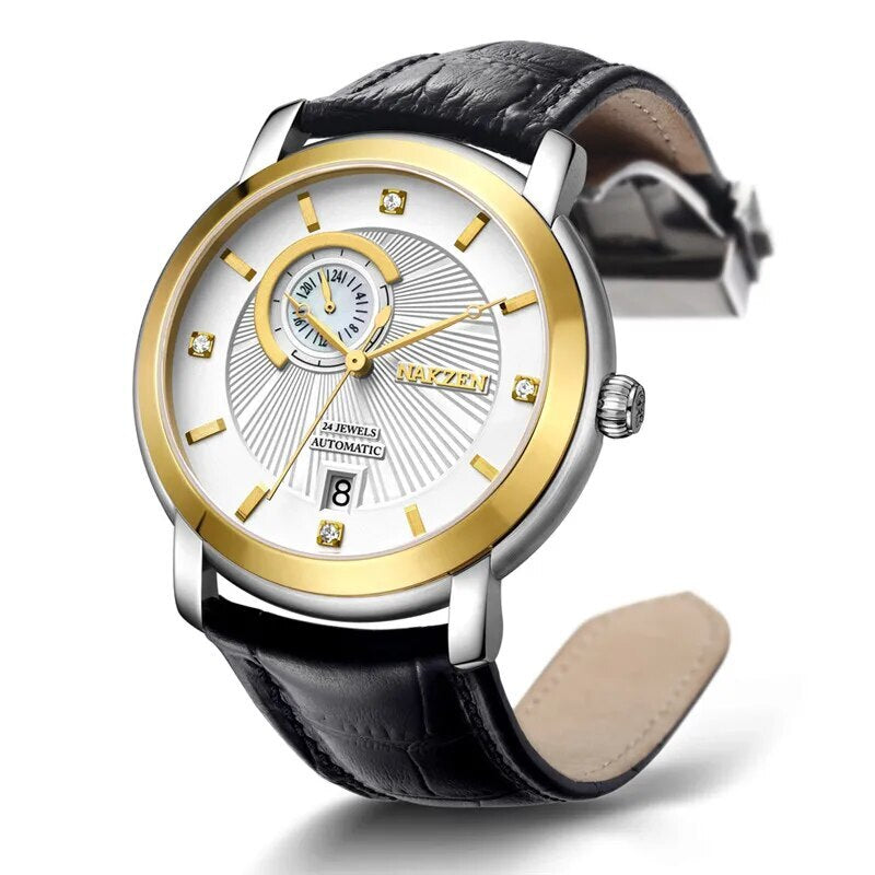 NAKZEN Men Automatic Japan NH37 Movement Mechanical Watch Men Sapphire Military Leather Sports Watches Male Clock Reloj Hombre 6026