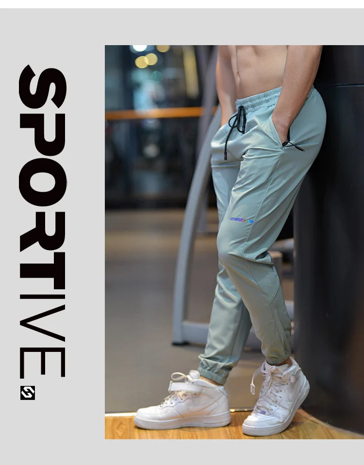 Men Running Pants Gym Brand Work Bodybuilding Pockets Trouser  Sports Jogging Home Breathable Training Quick Dry Man Pants