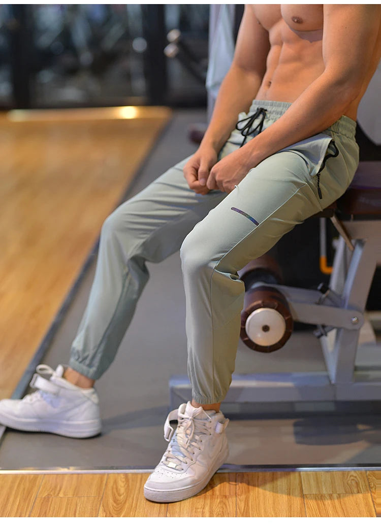 Men Running Pants Gym Brand Work Bodybuilding Pockets Trouser  Sports Jogging Home Breathable Training Quick Dry Man Pants