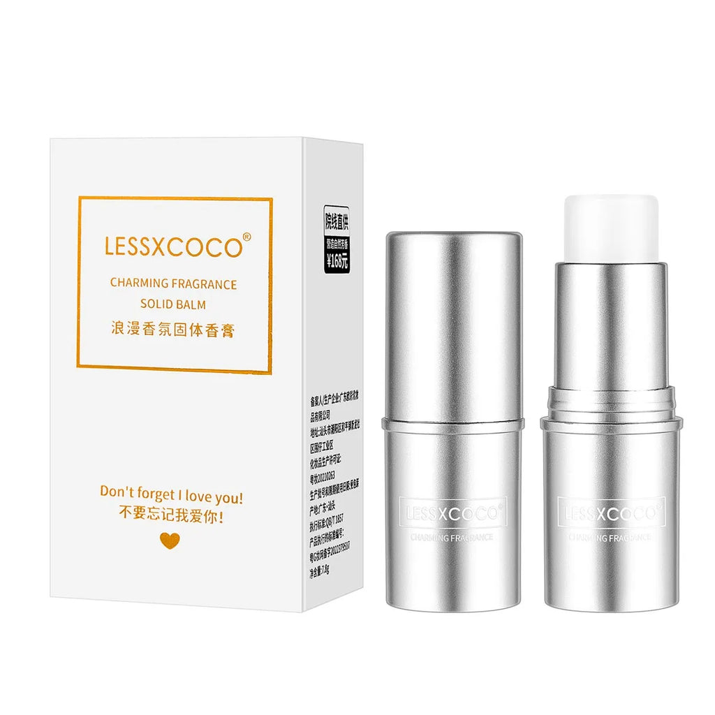 Wholesale Private Label LESSXCOCO 4 Scents Long Lasting Portable Solid Perfume Balm Stick Silver Body Fragrance for Men Women