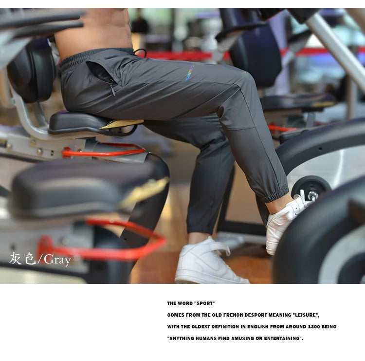 Men Running Pants Gym Brand Work Bodybuilding Pockets Trouser  Sports Jogging Home Breathable Training Quick Dry Man Pants
