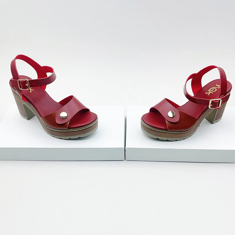 Y 37-41 New Women's Peep-toe Chunky Heel Strappy High Heel Sandals Sexy Party High Heel Sandals