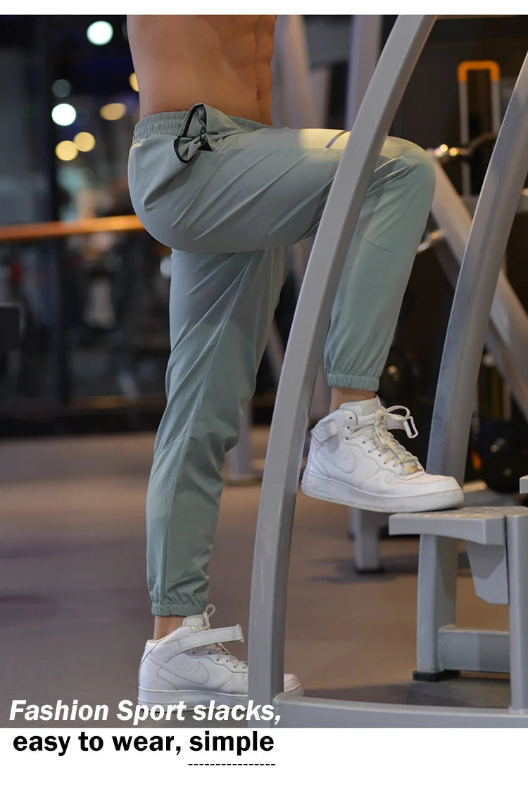 Men Running Pants Gym Brand Work Bodybuilding Pockets Trouser  Sports Jogging Home Breathable Training Quick Dry Man Pants