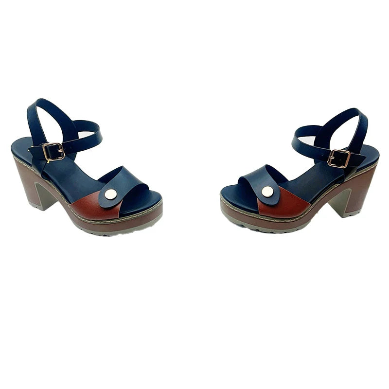 Y 37-41 New Women's Peep-toe Chunky Heel Strappy High Heel Sandals Sexy Party High Heel Sandals