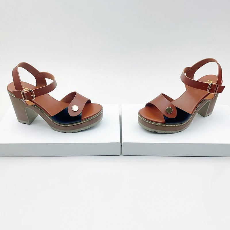 Y 37-41 New Women's Peep-toe Chunky Heel Strappy High Heel Sandals Sexy Party High Heel Sandals