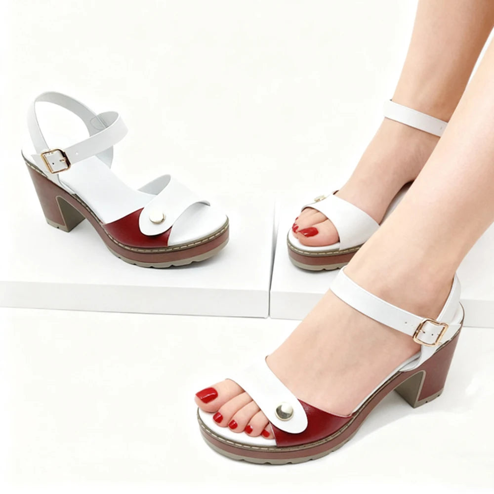 Y 37-41 New Women's Peep-toe Chunky Heel Strappy High Heel Sandals Sexy Party High Heel Sandals