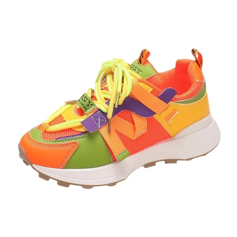 Women's Solid All-Match Soft Winter Sneaker with Lace-Up Mesh Design Breathable Fashion Trend