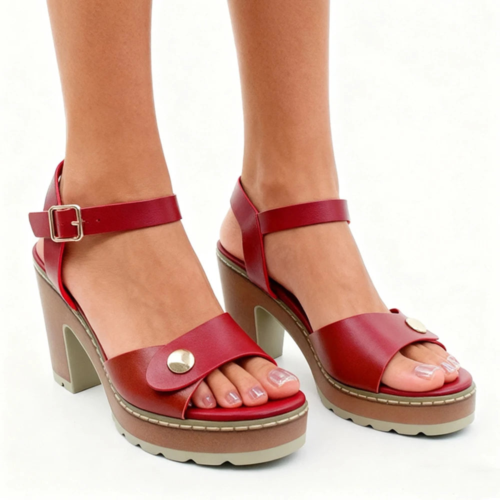 Y 37-41 New Women's Peep-toe Chunky Heel Strappy High Heel Sandals Sexy Party High Heel Sandals