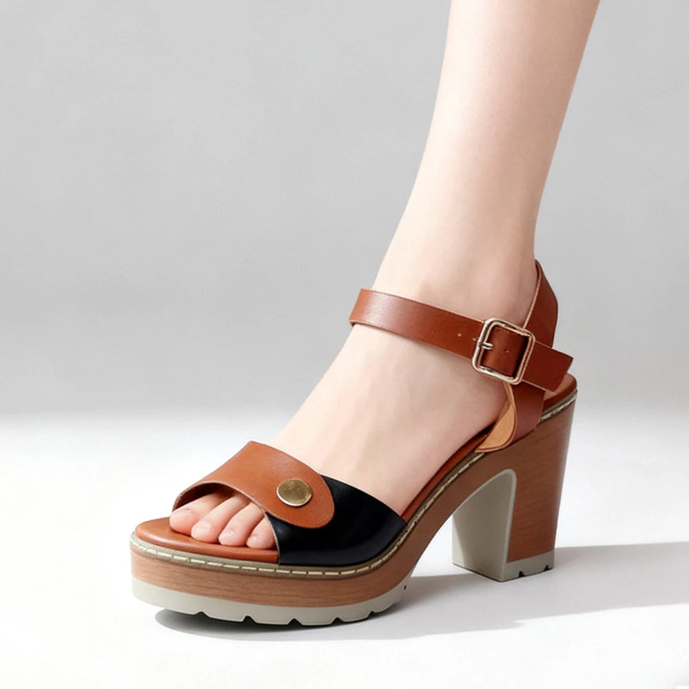 Y 37-41 New Women's Peep-toe Chunky Heel Strappy High Heel Sandals Sexy Party High Heel Sandals