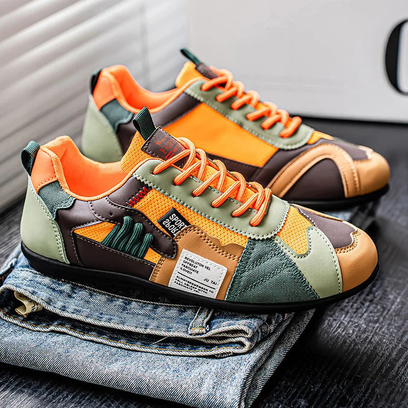 Men's summer breathable fashion sports casual sneakers, soft-soled lightweight loafers, color-blocked German training shoes