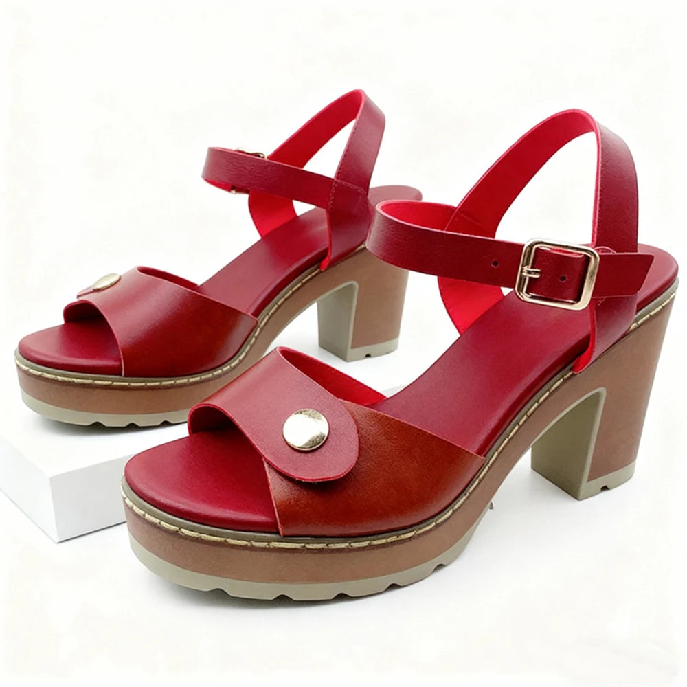 Y 37-41 New Women's Peep-toe Chunky Heel Strappy High Heel Sandals Sexy Party High Heel Sandals