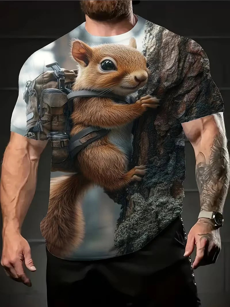 Men's T Shirt Funny Animal Graphic Unisex Short Sleeved Tops Tees 3D Print O-Neck Tops Casual Party Summer Men's Clothing 2026