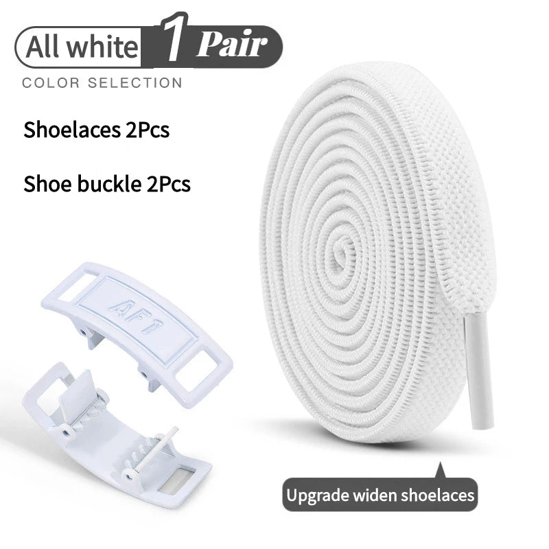 Adult No-Tie Elastic Shoelaces 8mm Flat Sneaker Tennis Shoe Accessories - New for AF1 Lock Shoelaces - Easy Slip-On Shoe Laces