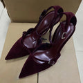 Retro Dark Red Evening Party Women High Heels Shoes Sexy Ankle Strap Luxury Designer sandals Pointed Toe Ladies Wedding Pumps