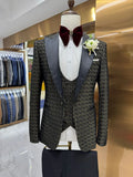 Plaid Prom Suits For Men Slim Fit 3 Pcs Peak Lapel Wedding Groom Tuxedo Formal African Prom Jacket With Pants Vest 2025