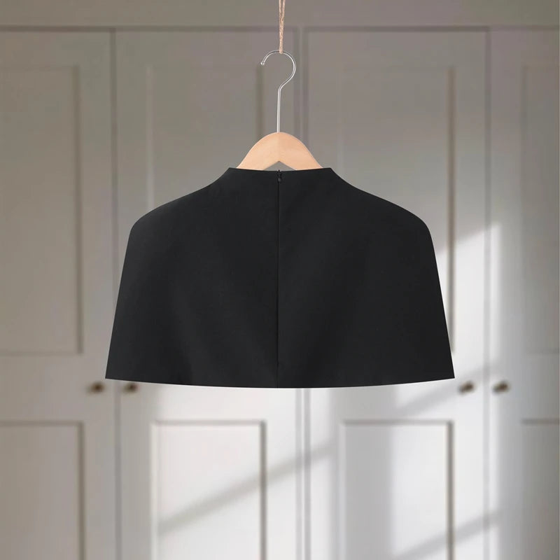 Elegant Cropped Shawl Tops Women's Short Sleeves Stand Collar Coat With Shoulder Pad 2026 New Ladies Spring Summer Solid Outwear