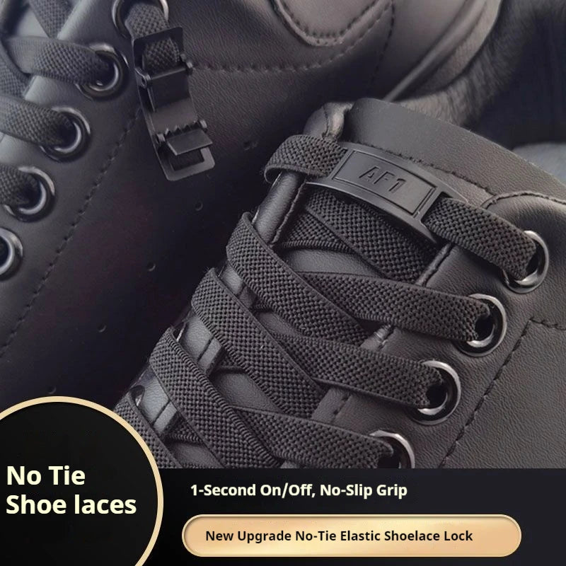 Adult No-Tie Elastic Shoelaces 8mm Flat Sneaker Tennis Shoe Accessories - New for AF1 Lock Shoelaces - Easy Slip-On Shoe Laces