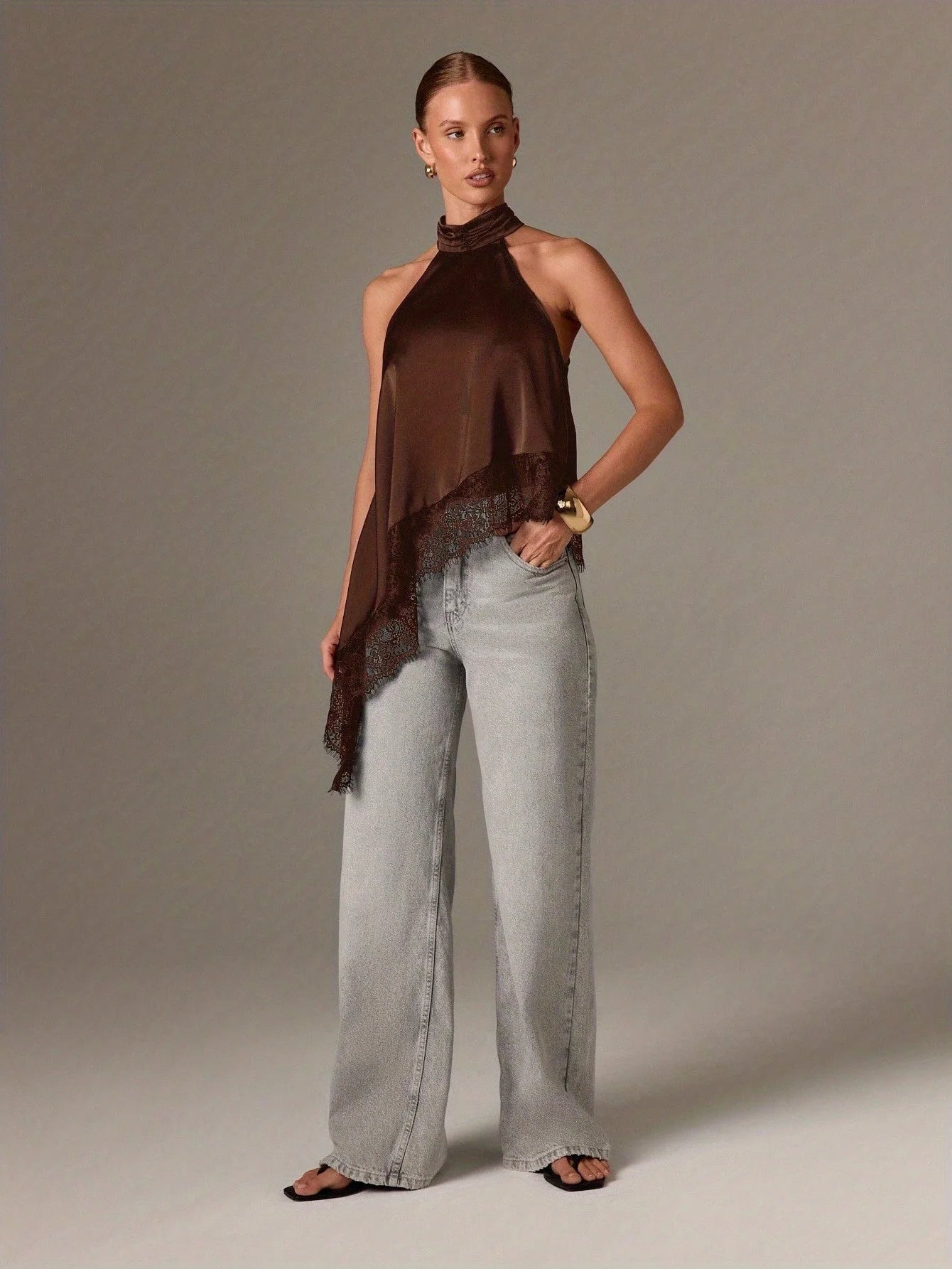 Autumn Fashion Women's Asymmetrical High-Neck Backless Halter Neck Top