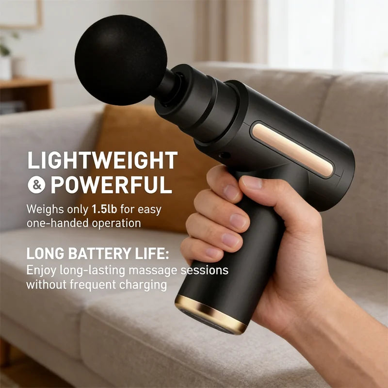 Fascial Massage Gun Electric Percussion Pistol Massager Body Relaxation With LED Touch Screen 4 Replaceable Massage Head