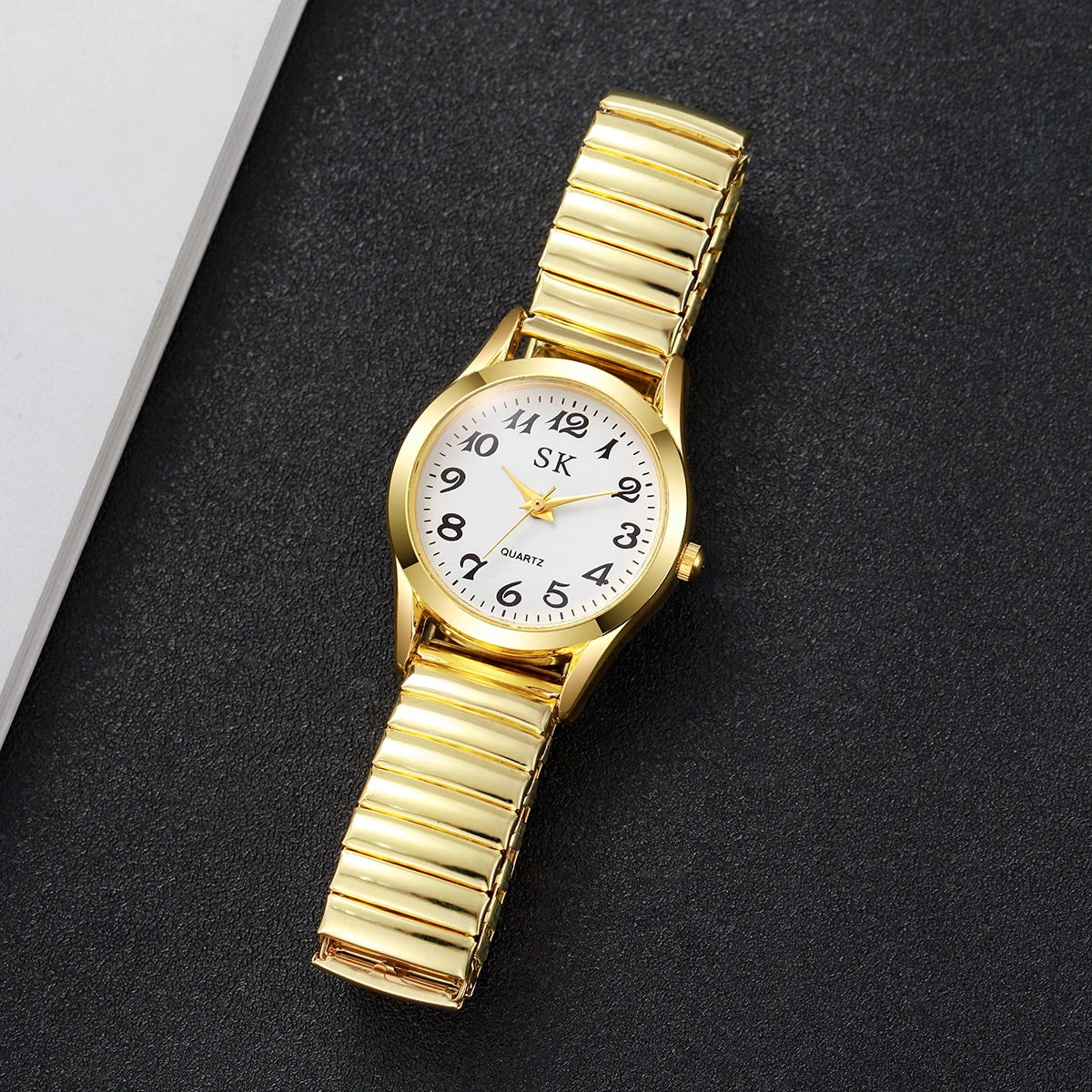 Middle aged and elderly watches, men's large digital dial, women's watch, steel strip spring, elastic band, elderly watch