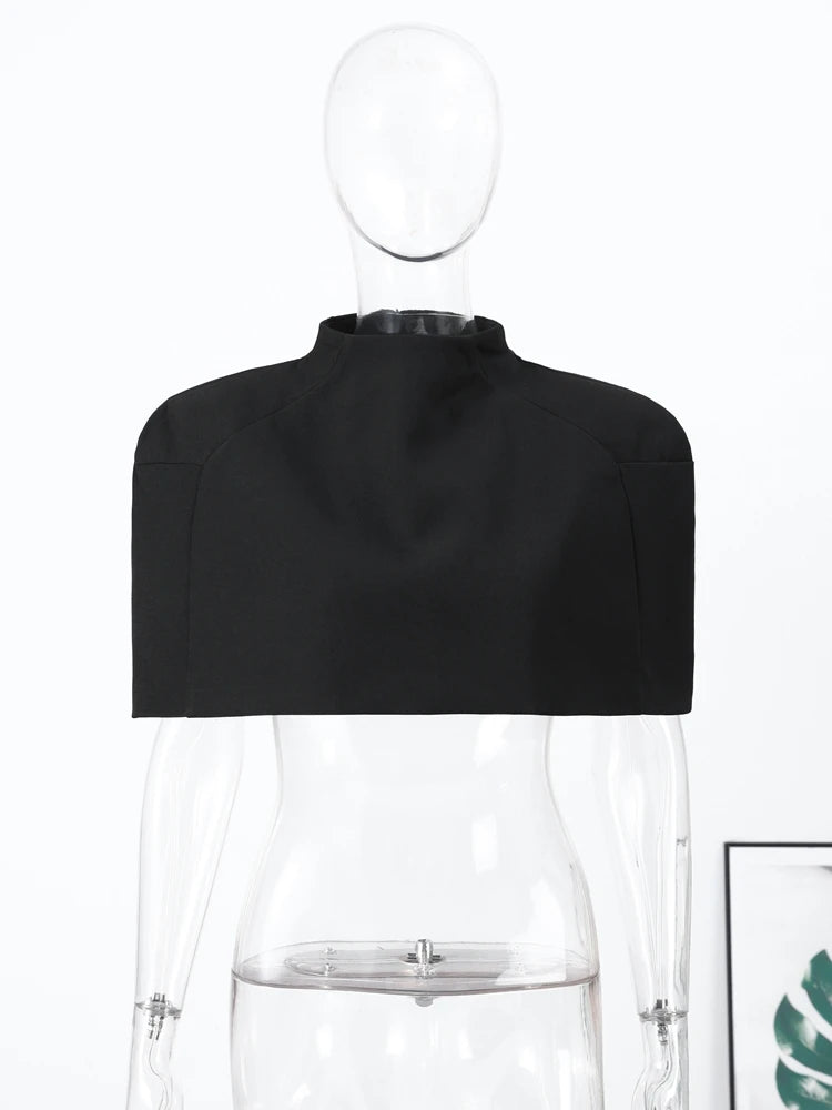 Elegant Cropped Shawl Tops Women's Short Sleeves Stand Collar Coat With Shoulder Pad 2026 New Ladies Spring Summer Solid Outwear