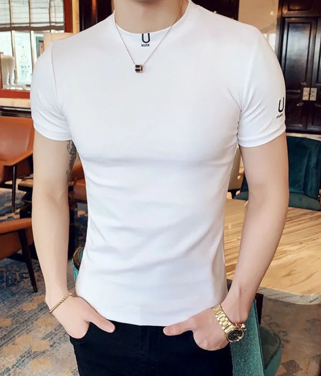 Black T Shirt for Men Plain Clothing Skinny Streetwear Muscles Gym Ordinary Man Tee Shirts Cool Loose Wholesale Aesthetic Xl Top