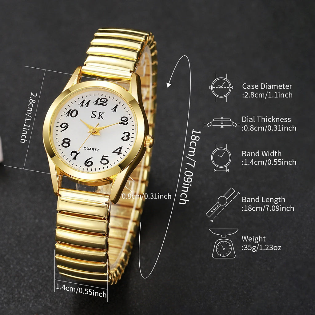 Middle aged and elderly watches, men's large digital dial, women's watch, steel strip spring, elastic band, elderly watch