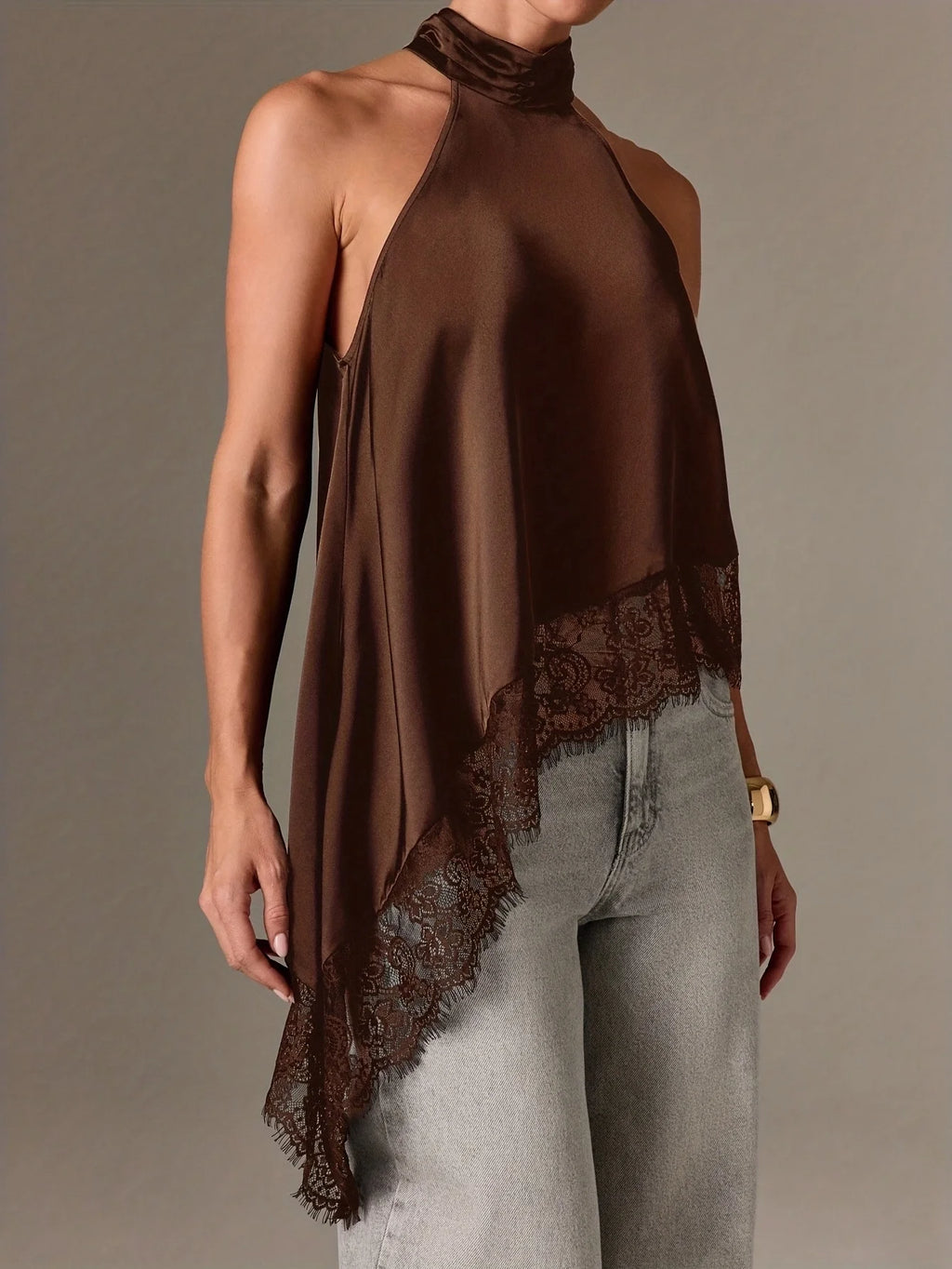 Autumn Fashion Women's Asymmetrical High-Neck Backless Halter Neck Top