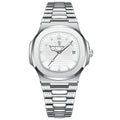 Watch for Men Stainless Steel Square Waterproof Quartz (White)