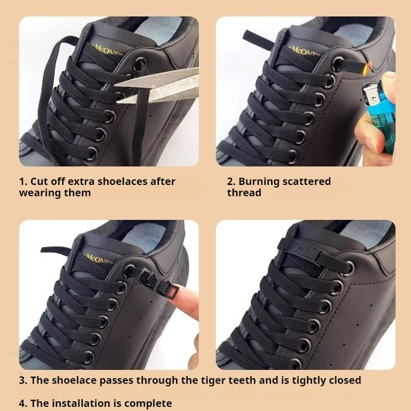 Adult No-Tie Elastic Shoelaces 8mm Flat Sneaker Tennis Shoe Accessories - New for AF1 Lock Shoelaces - Easy Slip-On Shoe Laces