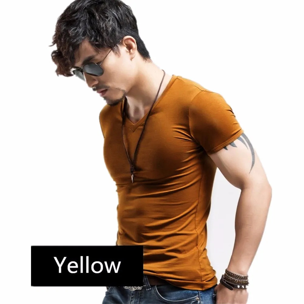 2026 Brand New Men T Shirt Men T-shirts V Neck Man T-shirt for Male Fitness Tshirts Men T Shirts Tops Tees Clothing