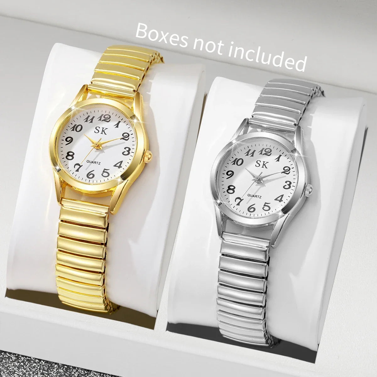 Middle aged and elderly watches, men's large digital dial, women's watch, steel strip spring, elastic band, elderly watch