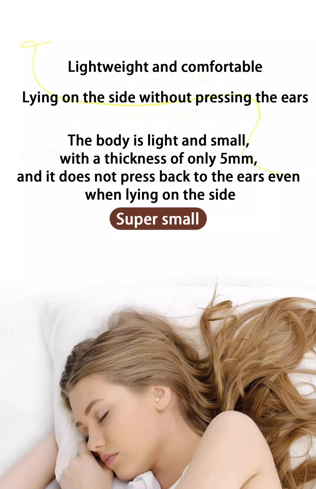SK Small Headphones Wireless Bluetooth Headset Sport Sleeping Invisible Comfortable To Wear Bass Earbuds Earphone For All Phones
