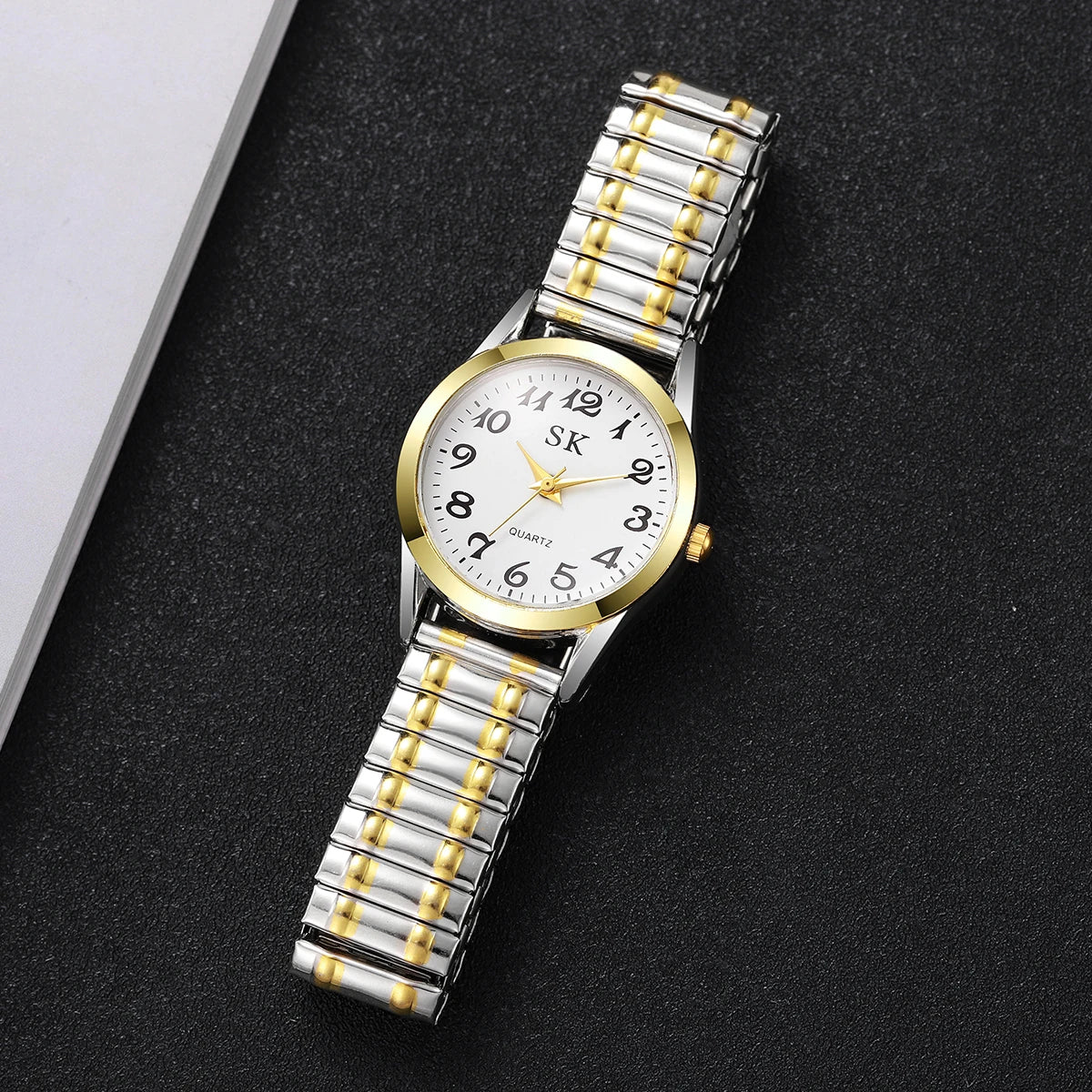 Middle aged and elderly watches, men's large digital dial, women's watch, steel strip spring, elastic band, elderly watch
