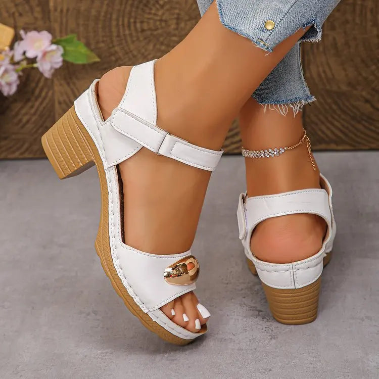 2025 Summer Women Sandals Low Heels Basic Genuine Leather Office Plus Size 35-42 Ladies Casual Outdoor Concise Woman Shoes