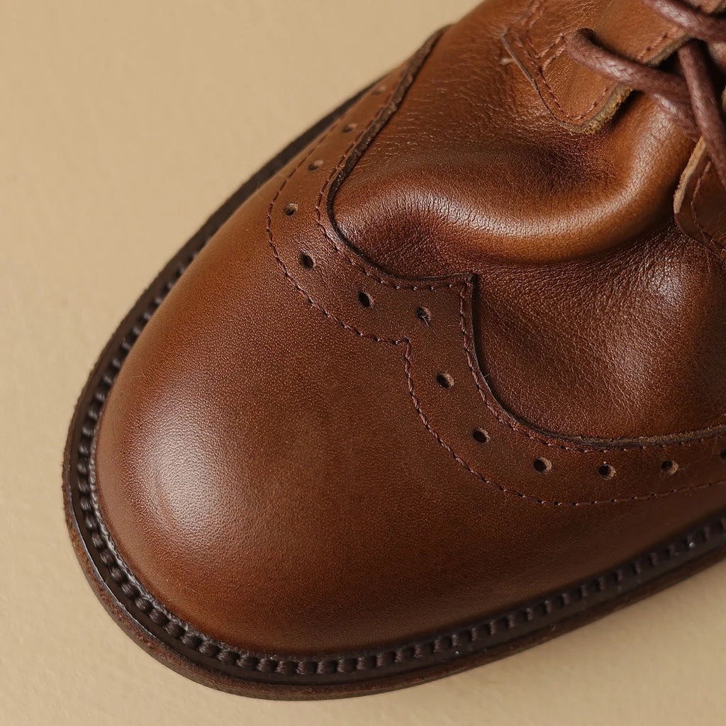 Women's cow leather lace-up flats oxfords carving British style casual female retro high quality soft comfortable daily shoes