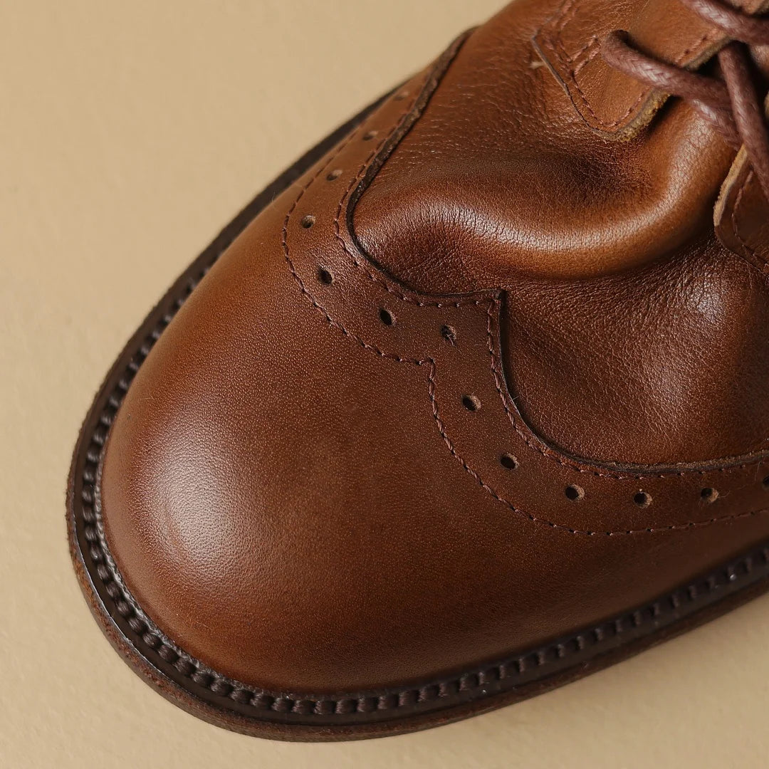 Women's cow leather lace-up flats oxfords carving British style casual female retro high quality soft comfortable daily shoes
