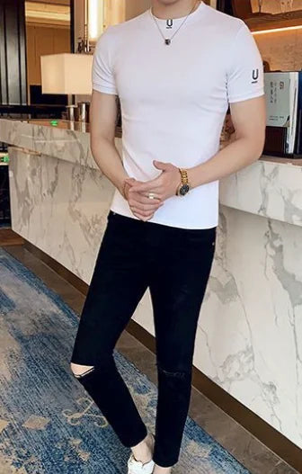 Black T Shirt for Men Plain Clothing Skinny Streetwear Muscles Gym Ordinary Man Tee Shirts Cool Loose Wholesale Aesthetic Xl Top