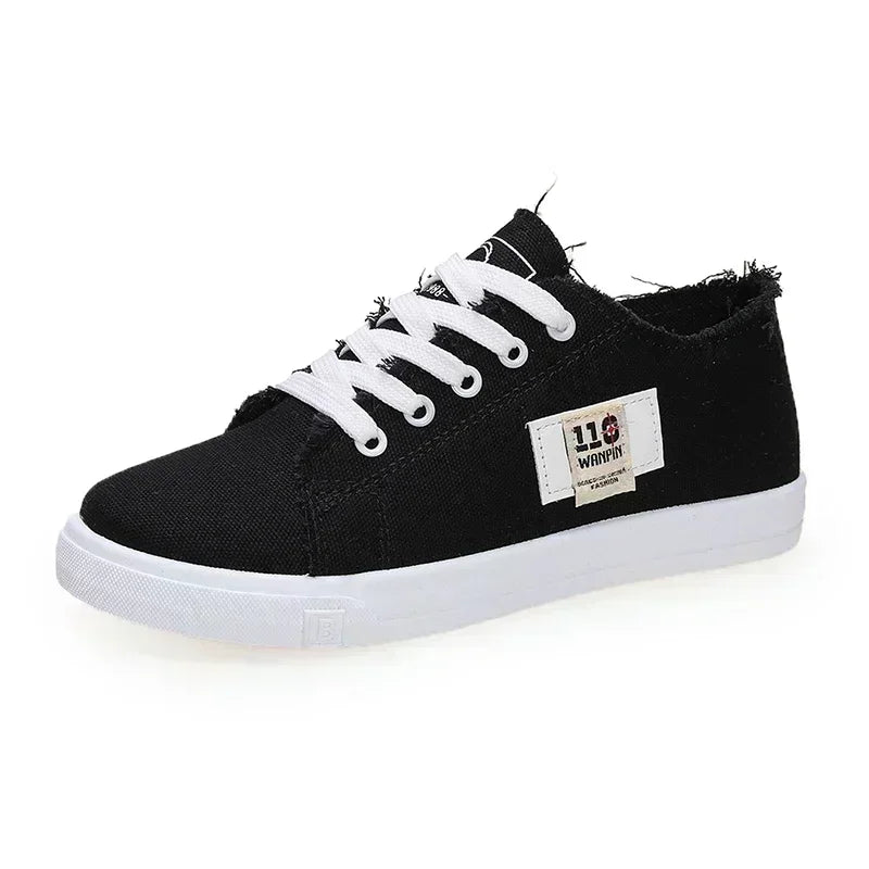 Spring New Style Comfortable Casual Flat White Shoes Canvas Low-top Cross-strap Lightweight Sports Shoes for Women
