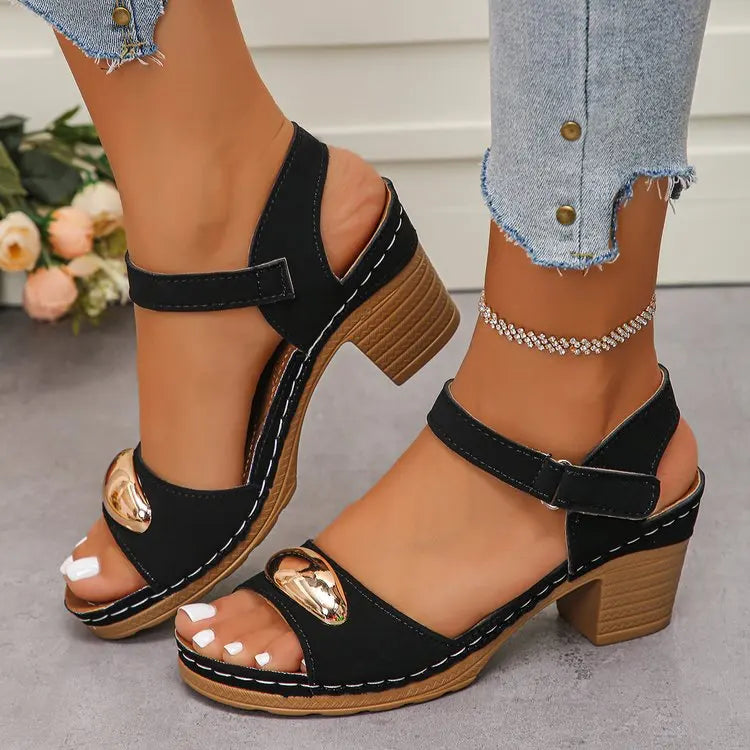 2025 Summer Women Sandals Low Heels Basic Genuine Leather Office Plus Size 35-42 Ladies Casual Outdoor Concise Woman Shoes