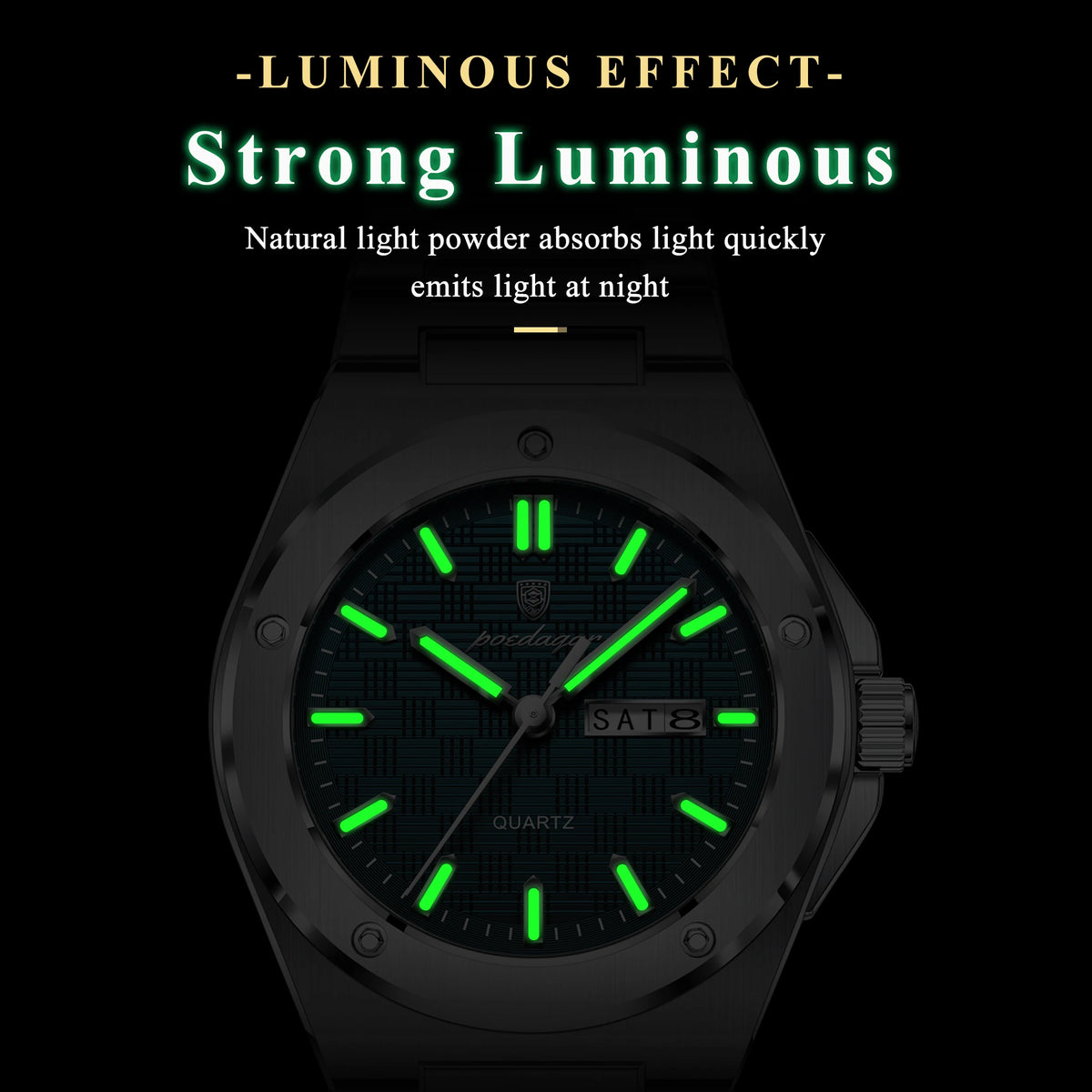 POEDAGAR Original Men Clock Quartz Date Week Luxury Man Wristwatch Waterproof Luminous Stainless Steel Sport Men's Watches Reloj