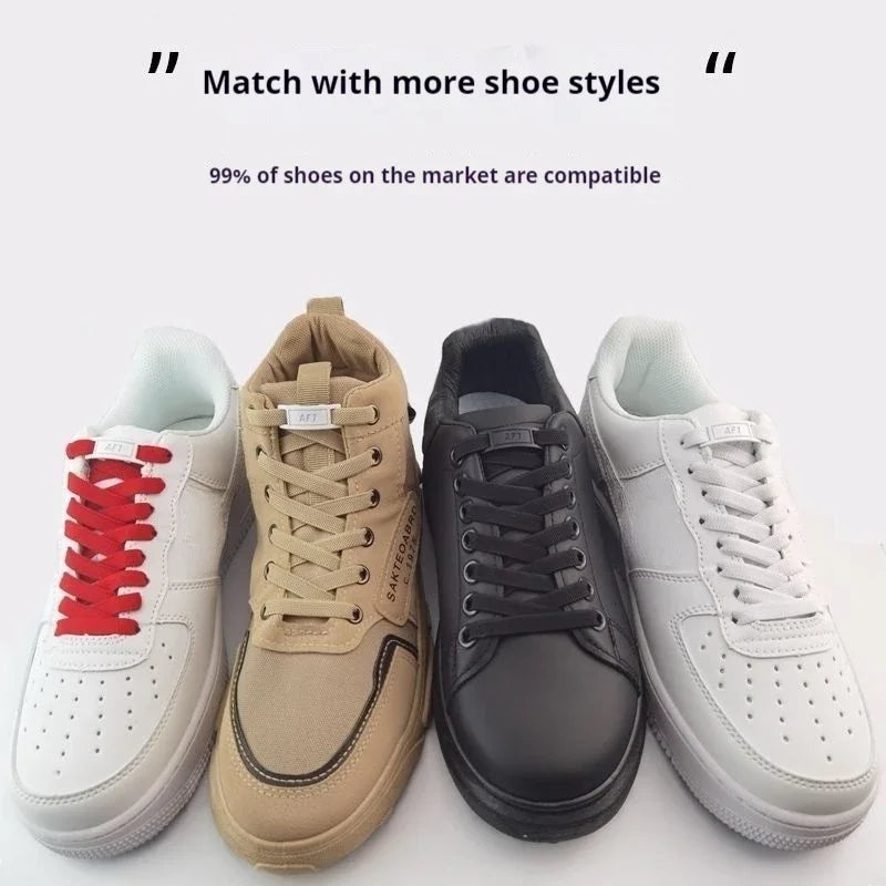 Adult No-Tie Elastic Shoelaces 8mm Flat Sneaker Tennis Shoe Accessories - New for AF1 Lock Shoelaces - Easy Slip-On Shoe Laces