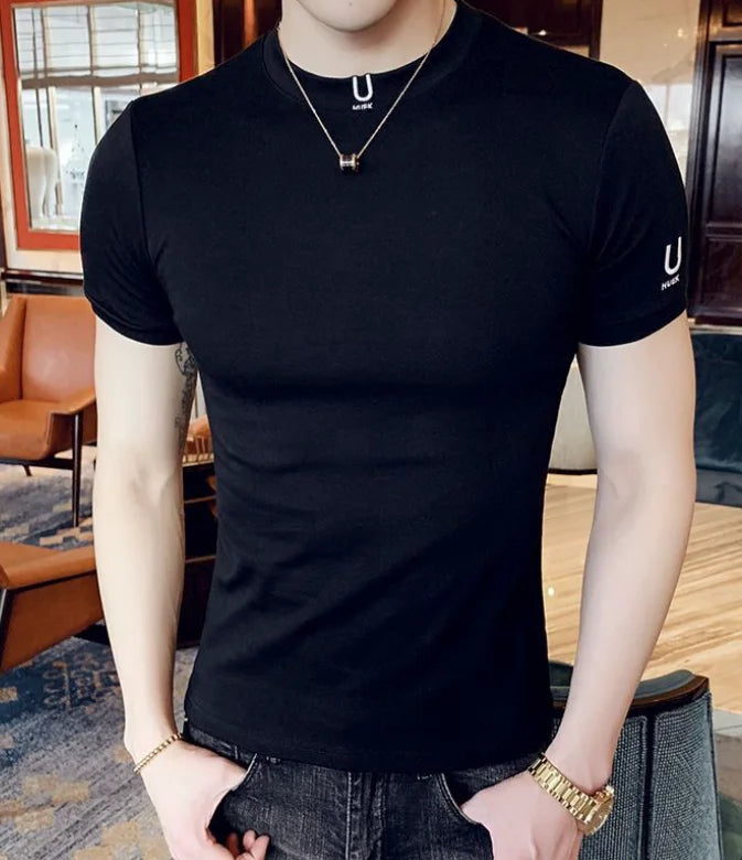 Black T Shirt for Men Plain Clothing Skinny Streetwear Muscles Gym Ordinary Man Tee Shirts Cool Loose Wholesale Aesthetic Xl Top
