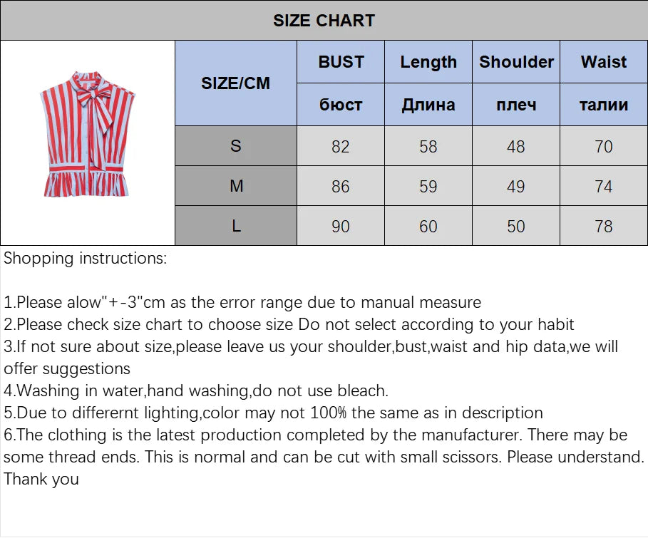 Women's Striped Shirt with Bow New 2026 Spring Fashion Button Sleeveless Pleated Neck Women Tops Simple Lady Shirts & Blouses
