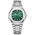 Watch for Men Stainless Steel Square Waterproof Quartz (Green)